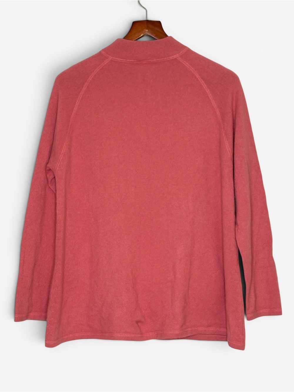 J Jill 100% Cashmere Tunic Sweater Coral Pink Mock Neck Pockets Size Large - Picture 4 of 8